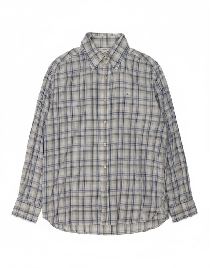 TOMMY HILFIGER Mens Grant Fit Shirt Large Blue Check Cotton