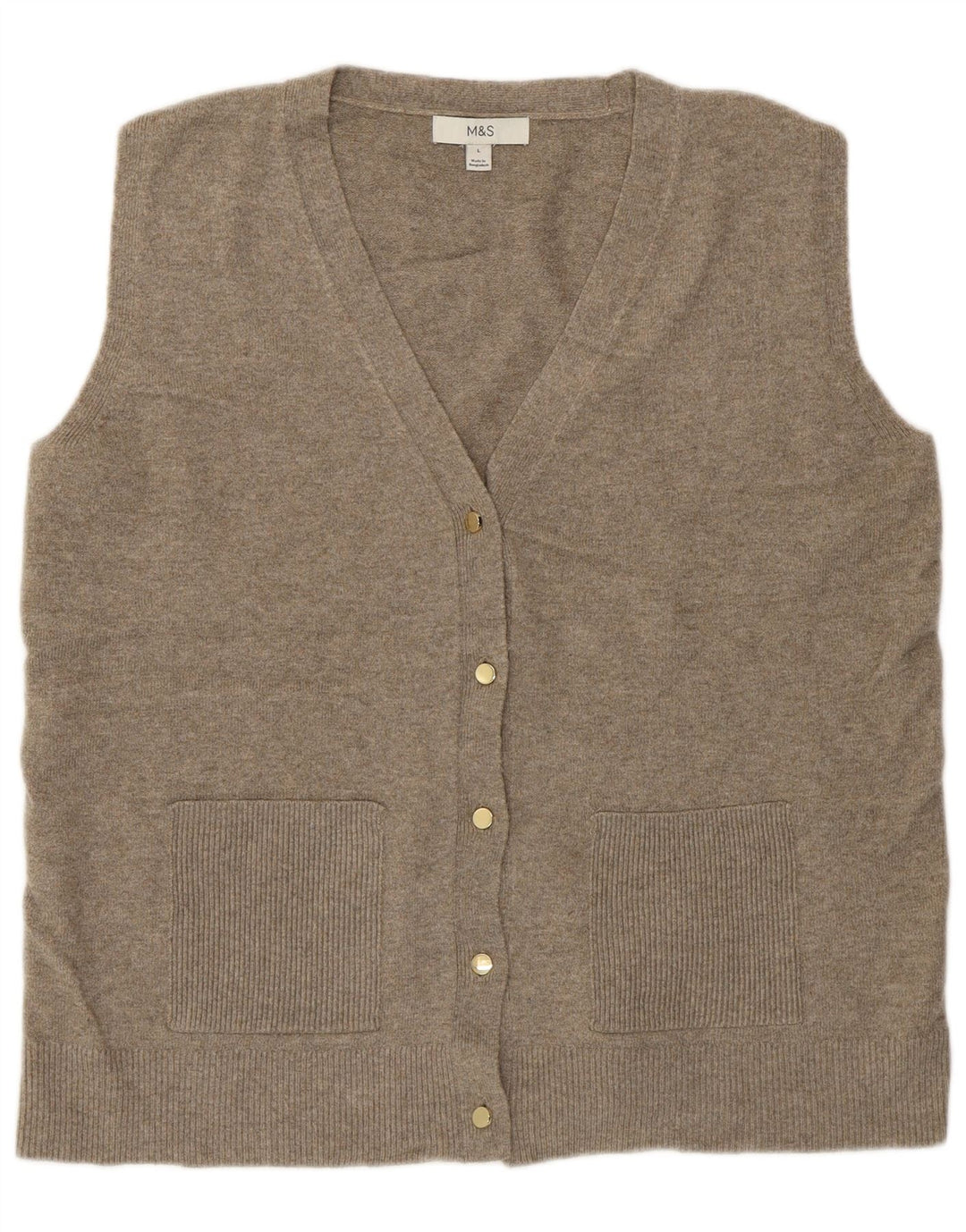 Maglione cardigan senza maniche da donna Marks & Spencer UK 16 grande grigio