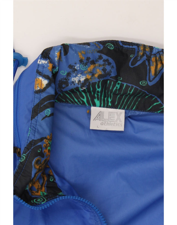ALEX Mens Hooded Pullover Rain Jacket UK 40 Large Blue Colourblock Vintage ALEX and Second-Hand ALEX from Messina Hembry 