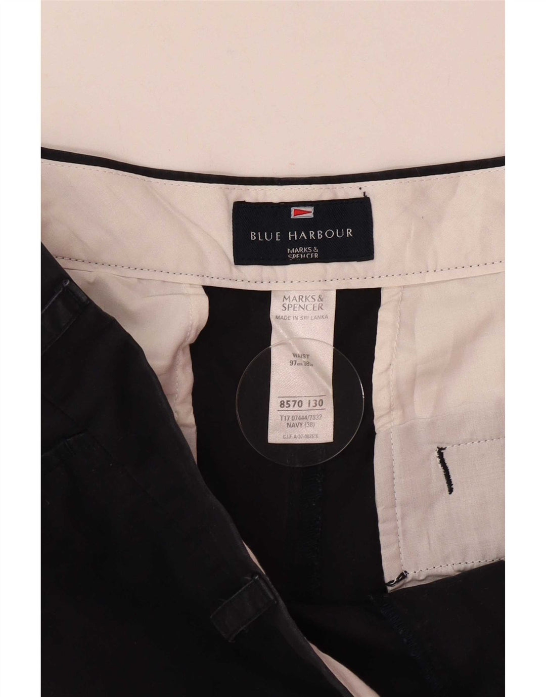 Pantaloncini chino da uomo Marks & Spencer W38 XL cotone blu navy