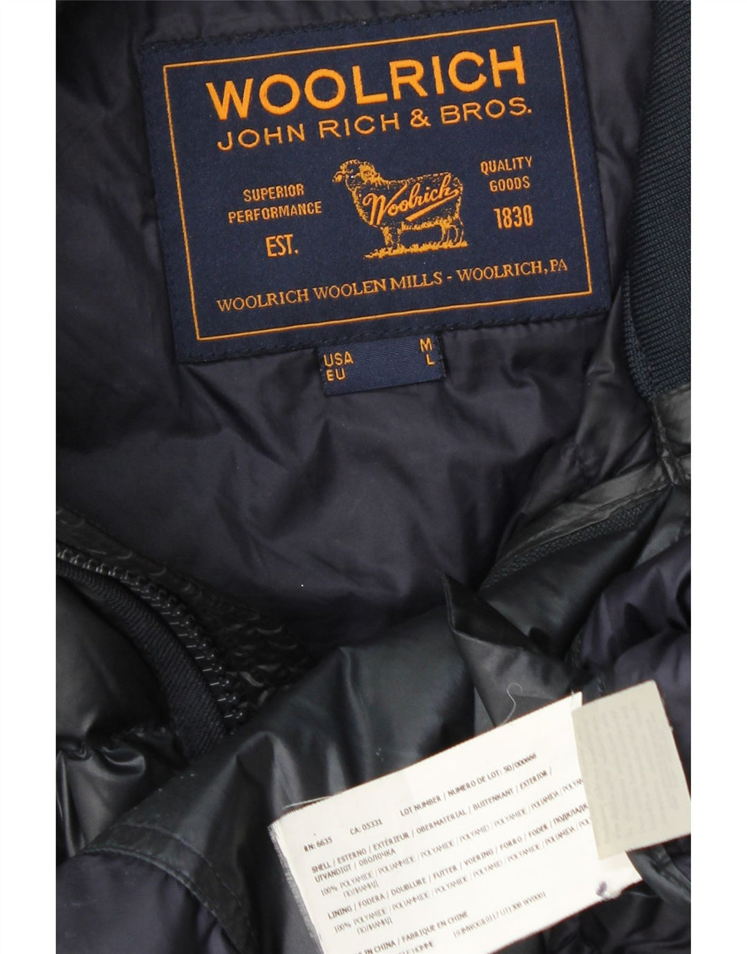 Gilet imbottito da uomo WOOLRICH UK 38 medio nero in poliammide