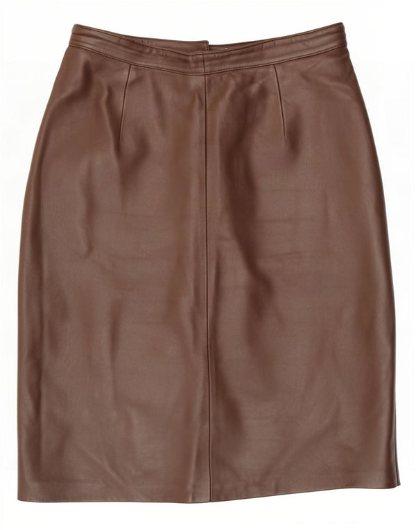 Gonna in pelle vintage da donna EU 40 media W28 marrone