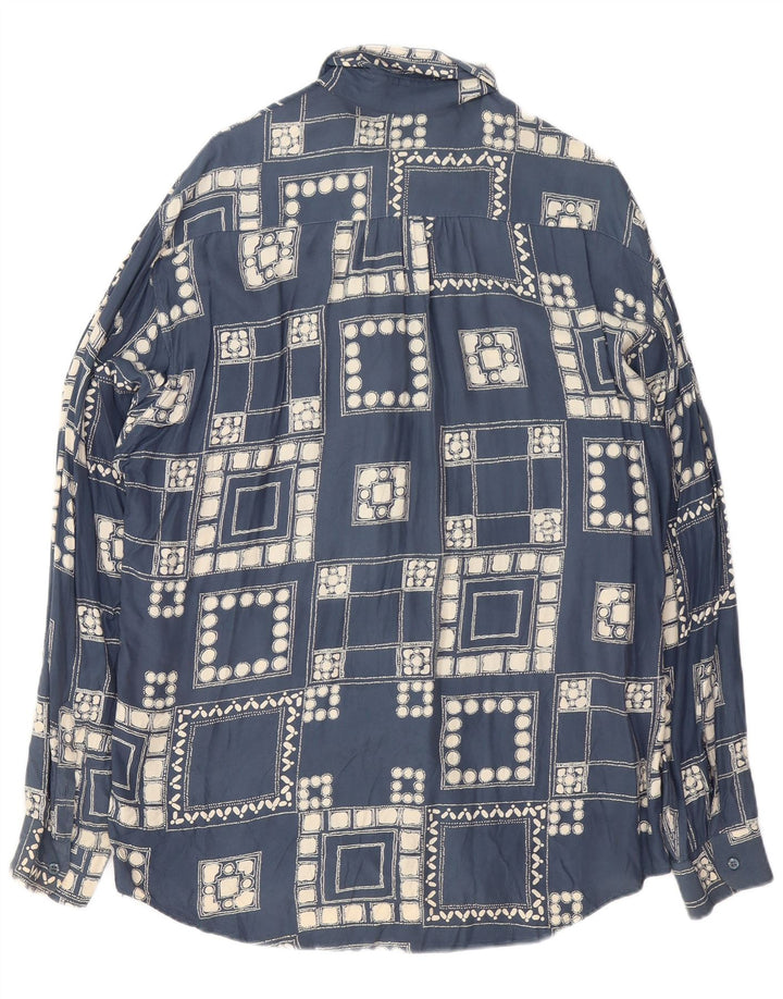 Camicia da uomo VINTAGE grande blu navy geometrica