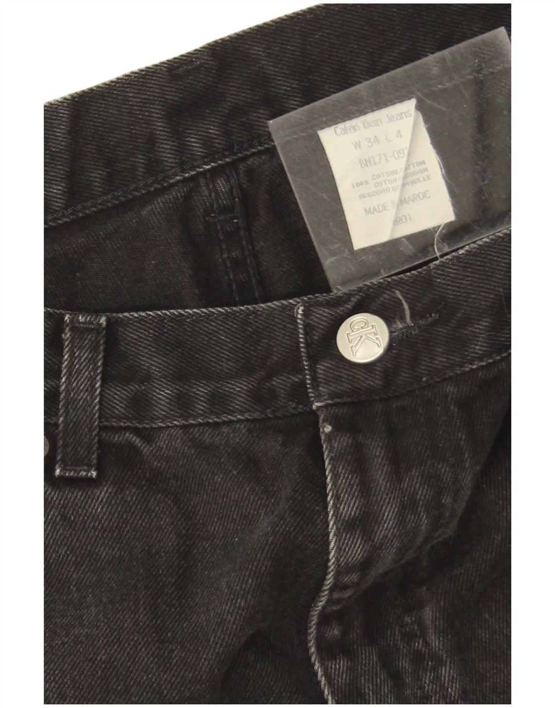 Jeans dritti da uomo Calvin Klein W34 L31 cotone nero