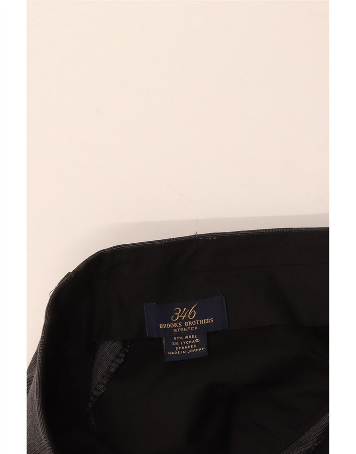 Pantaloni da abito dritti Brooks Brothers 346 da uomo W36 L31 lana a quadri grigi