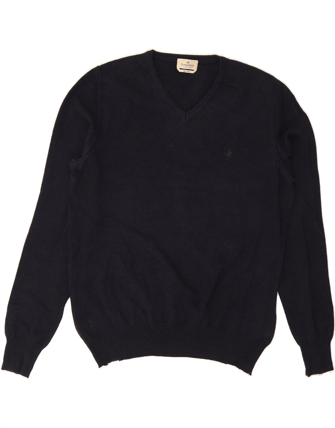 BROOKSFIELD Mens V-Neck Jumper Sweater Medium Navy Blue Vintage Brooksfield and Second-Hand Brooksfield from Messina Hembry 