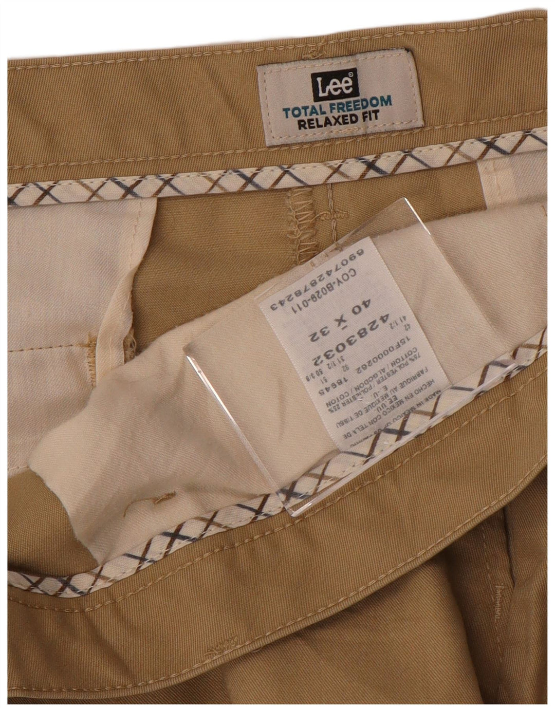 Pantaloni chino da uomo LEE Total Freedom vestibilità comoda W40 L32 poliestere beige