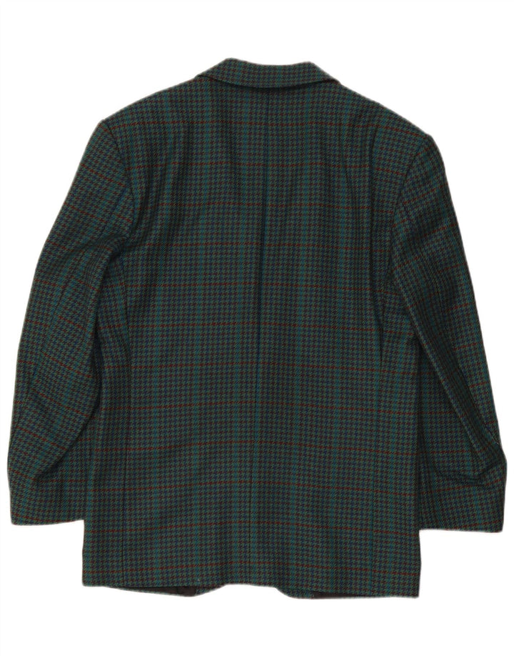 Giacca blazer vintage da uomo a 2 bottoni IT 46 piccolo verde pied de poule in lana vergine