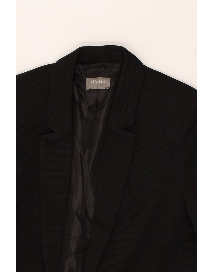 OASIS Womens Open Blazer Jacket US 12 Large Black Polyester | Vintage Oasis | Thrift | Second-Hand Oasis | Used Clothing | Messina Hembry 