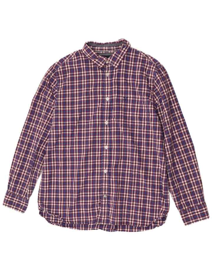 Crew Clothing Camicia da uomo dal taglio classico XL in cotone a quadri blu