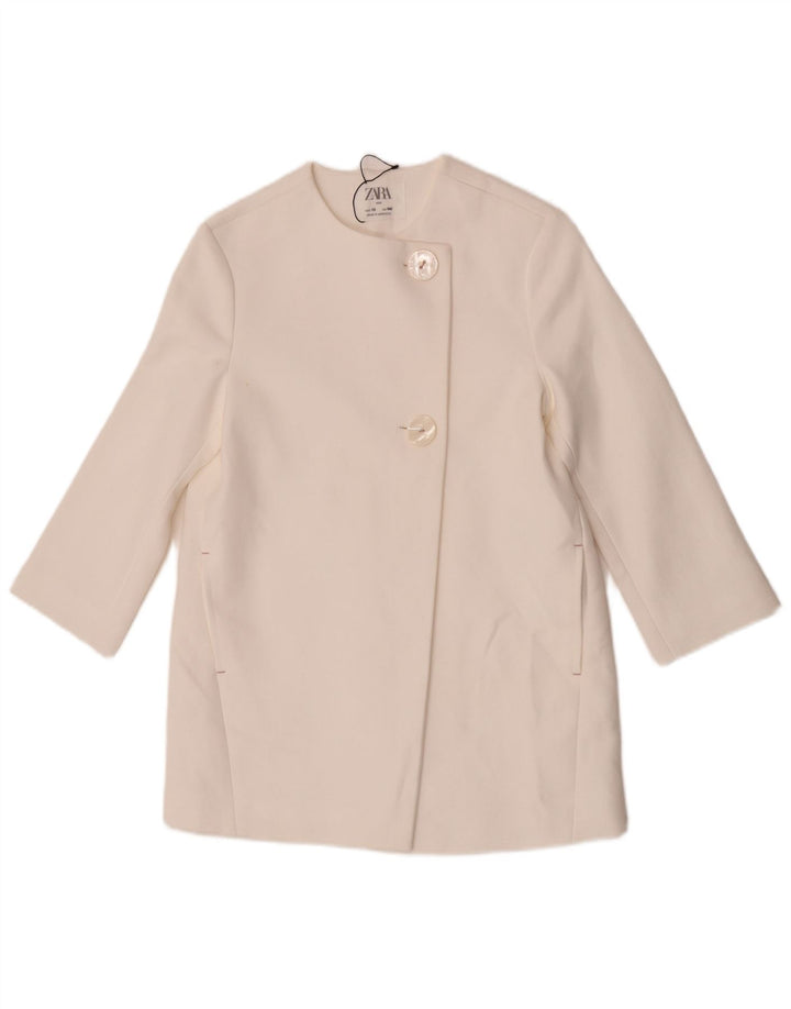 Giacca Blazer a 2 Bottoni per Ragazze Zara 9-10 Anni in Cotone Bianco