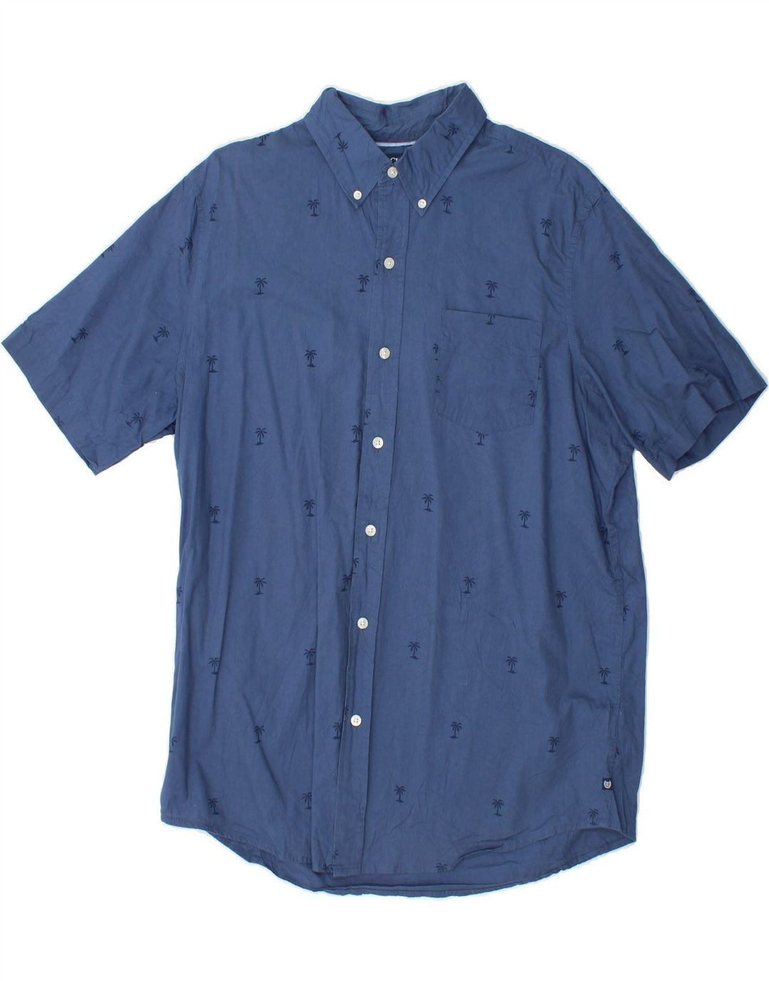 CHAPS Mens Abstract Pattern Short Sleeve Shirt Large Blue Cotton Vintage Chaps and Second-Hand Chaps from Messina Hembry 