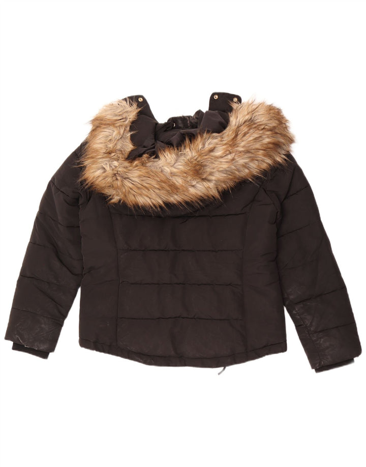 Giacca imbottita con cappuccio da donna Topshop UK 12 poliestere nero medio