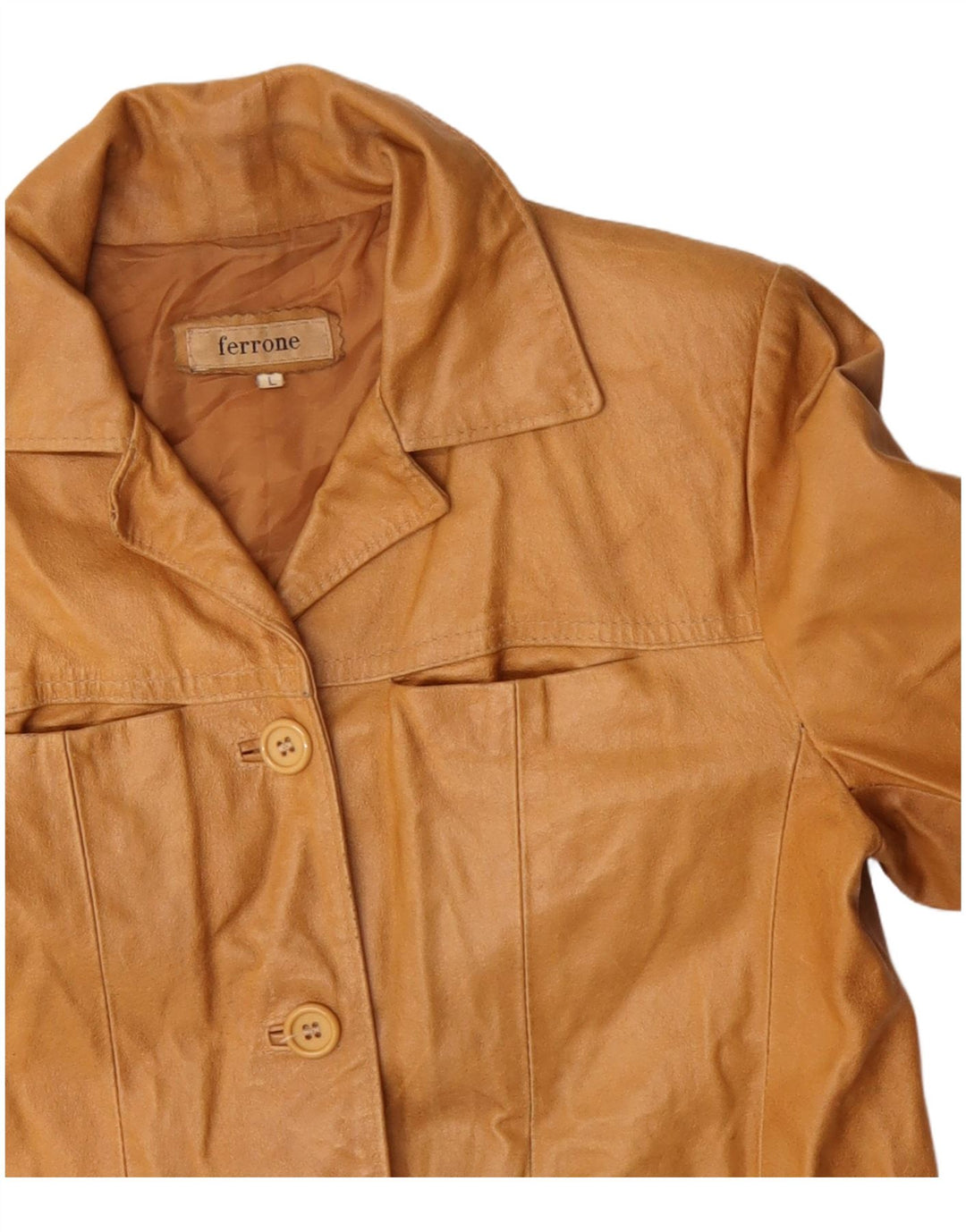 Giacca in pelle da donna FERRONE UK 16 Large in pelle marrone