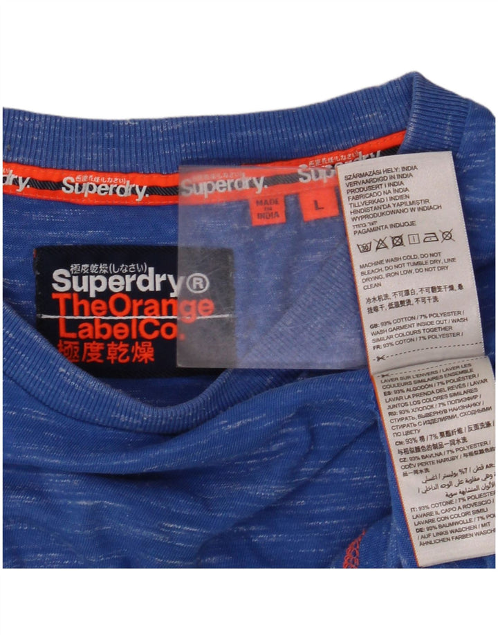 T-shirt da uomo SUPERDRY Top grande in cotone chiazzato blu