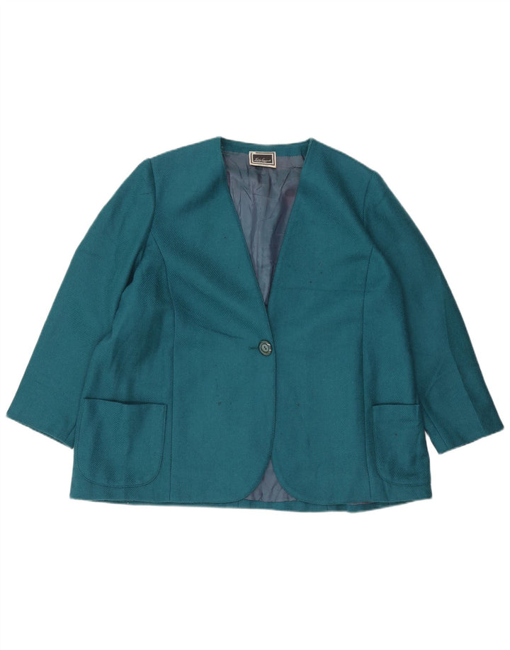 Luisa Spagnoli Giacca Blazer da Donna a 1 Bottone UK 20 2XL Lana Blu