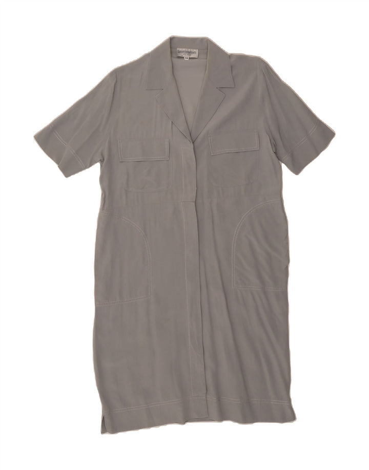 PANCALDI & B Womens Short Sleeves Shirt Dress IT 44 Medium Grey Silk Vintage Pancaldi & B and Second-Hand Pancaldi & B from Messina Hembry 