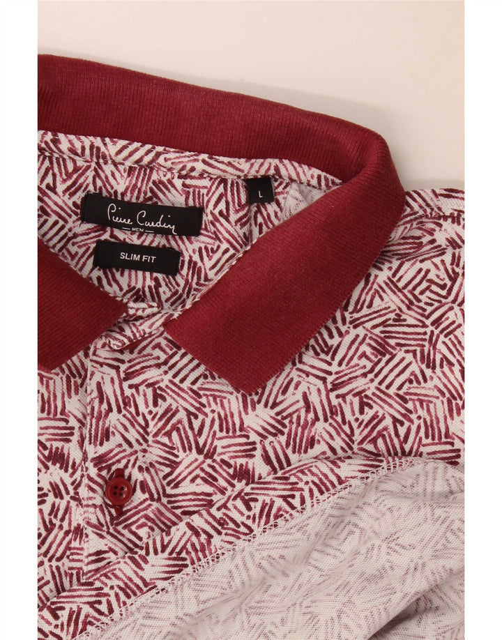 Polo slim fit da uomo Pierre Cardin con motivo astratto, grande bordeaux
