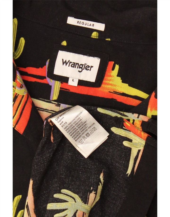 WRANGLER Camicia da uomo a maniche corte con motivo astratto regolare, grande nera