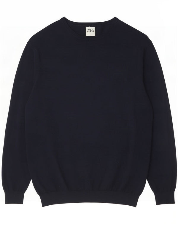Maglione Zara da uomo con scollo a barca grande in viscosa blu navy