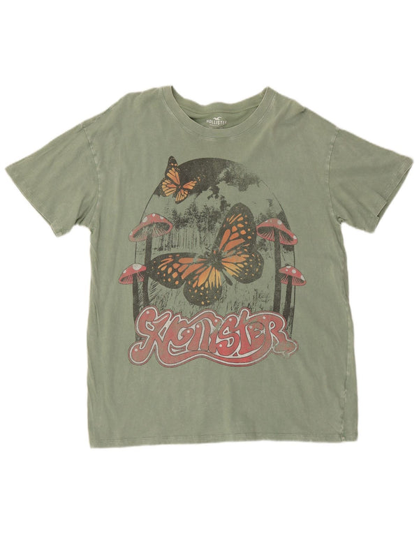 T-shirt grafica da uomo Hollister Top Small in cotone verde