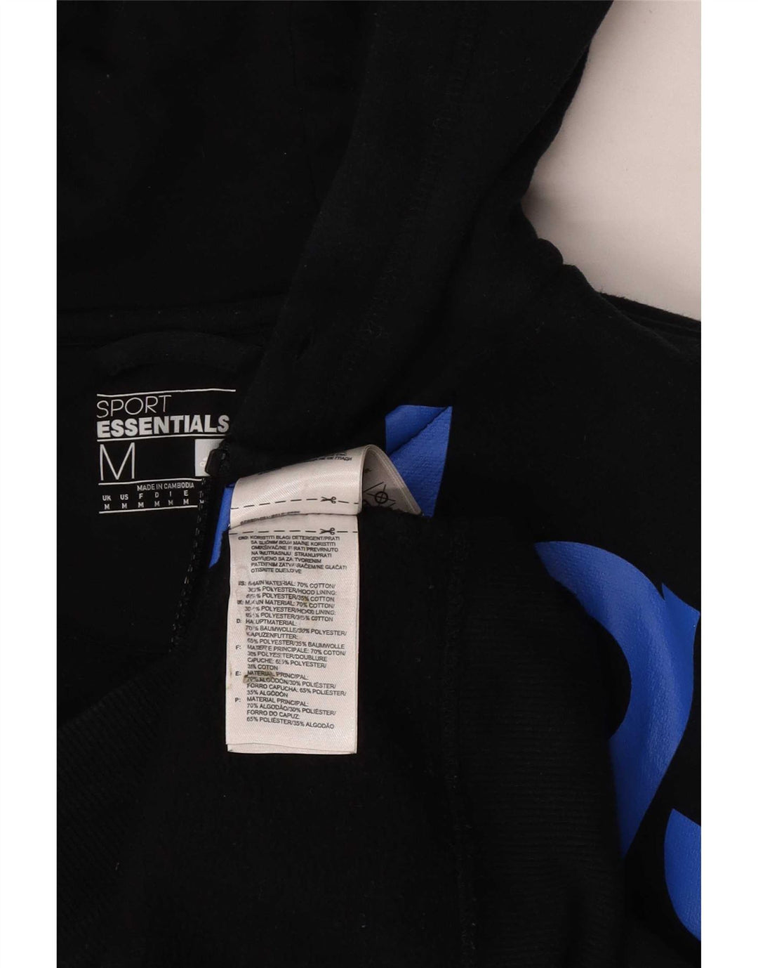 Maglione con cappuccio e zip grafica da uomo Adidas in cotone nero medio