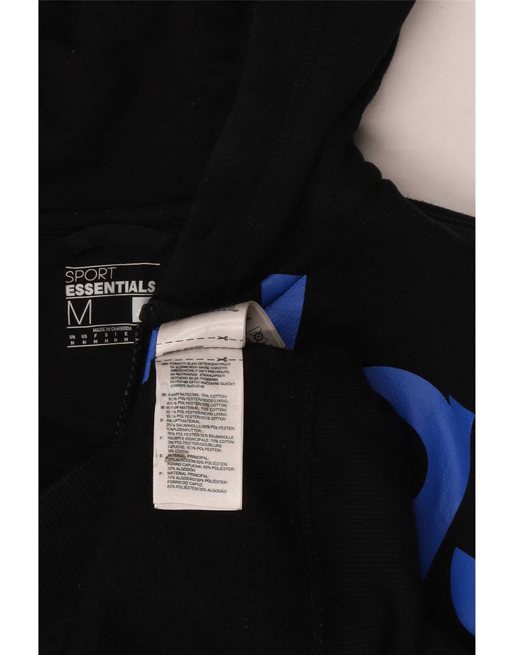 Maglione con cappuccio e zip grafica da uomo Adidas in cotone nero medio