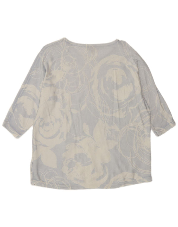 Top da donna Phase Eight manica 3/4 UK 12 Cotone floreale blu medio