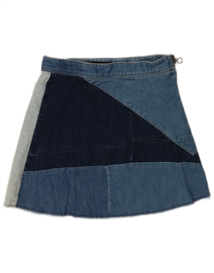Minigonna in denim da donna ZARA XS W24 blu color block
