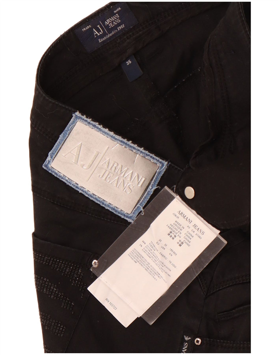 Pantaloni cropped slim da donna Armani W35 L25 cotone nero