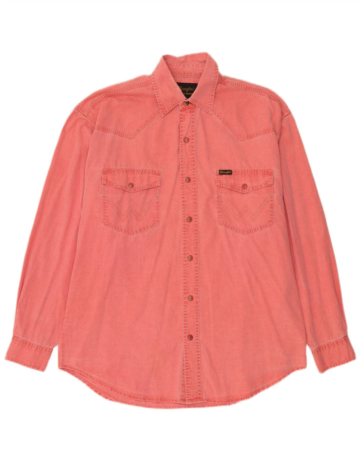 Camicia di jeans da uomo Wrangler in cotone rosso medio