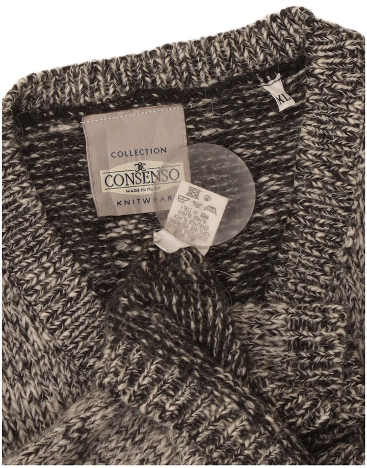 Maglione da uomo con scollo a V Consenso XL in lana screziata grigia