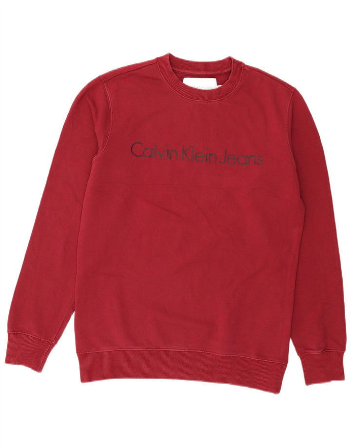 Calvin Klein Jeans Felpa grafica da uomo Maglione piccolo cotone rosso