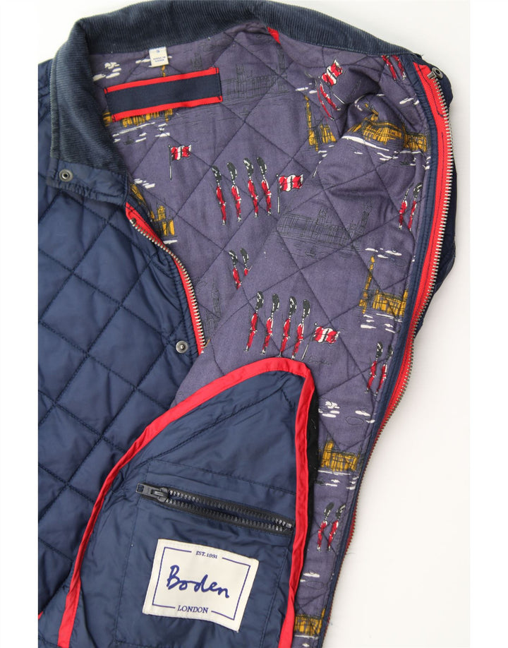 BODEN Mens Quilted Jacket UK 36 Small Navy Blue Cotton Vintage Boden and Second-Hand Boden from Messina Hembry 