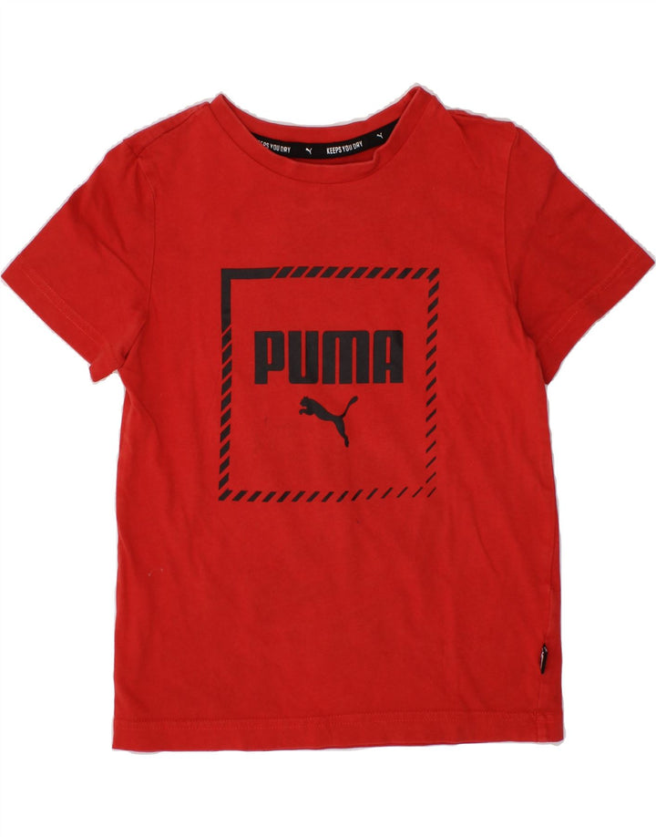 PUMA Boys Graphic T-Shirt Top 7-8 Years Red Vintage Puma and Second-Hand Puma from Messina Hembry 