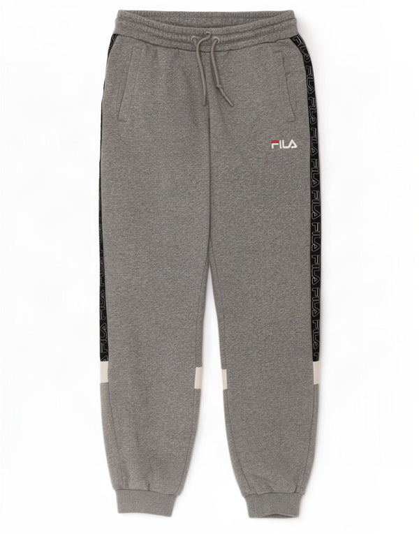 Pantaloni da tuta con grafica Fila da uomo, pantaloni da jogging, piccoli, in cotone color block grigio