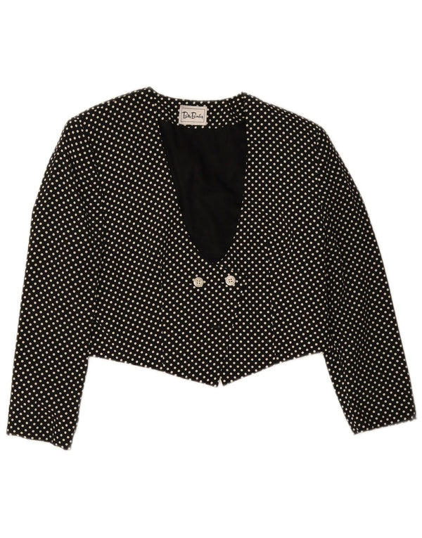 BETTY BARCLAY Womens Crop Blazer Jacket UK 12 Medium Black Polka Dot