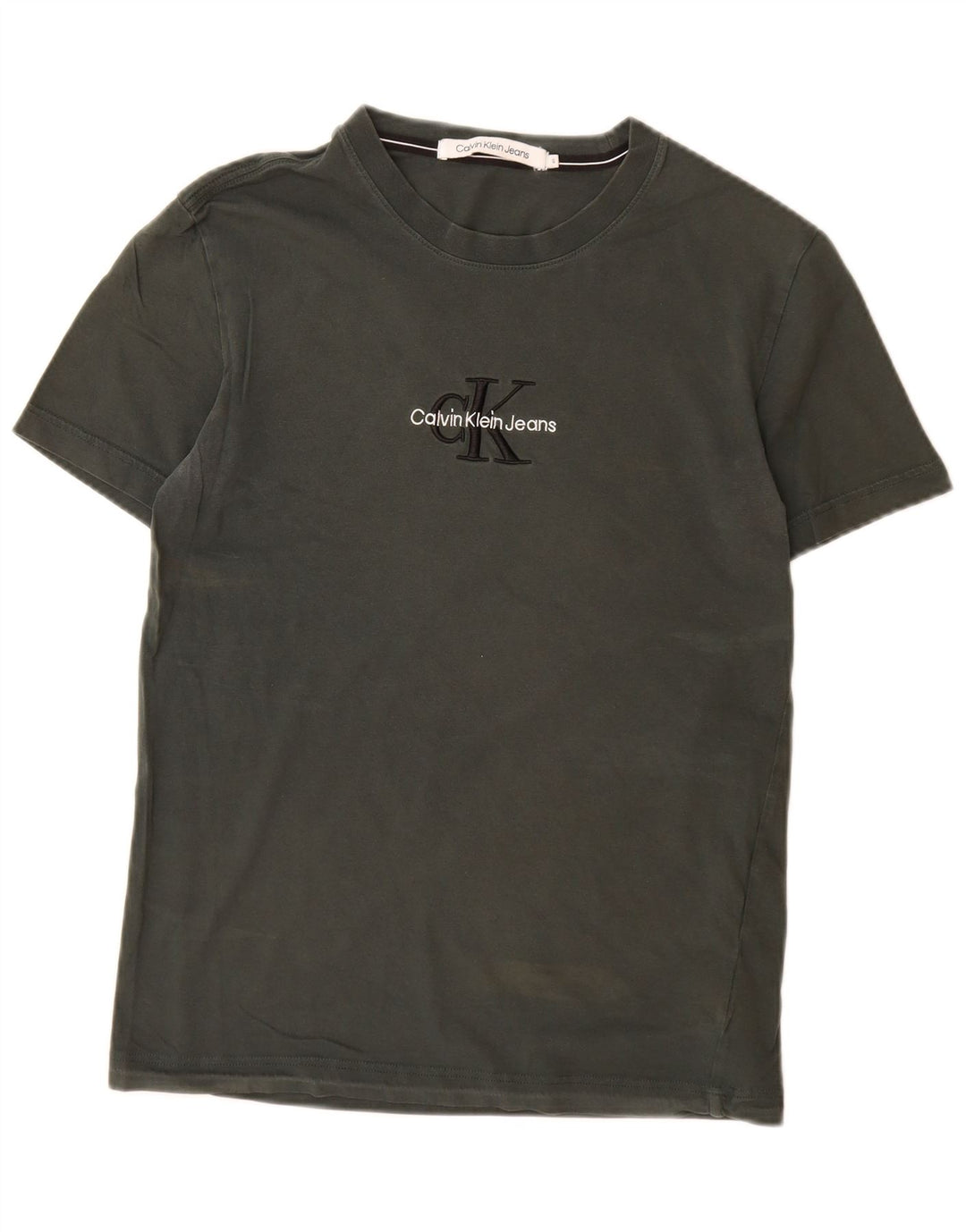CALVIN KLEIN JEANS T-shirt grafica da uomo Top Small in cotone kaki