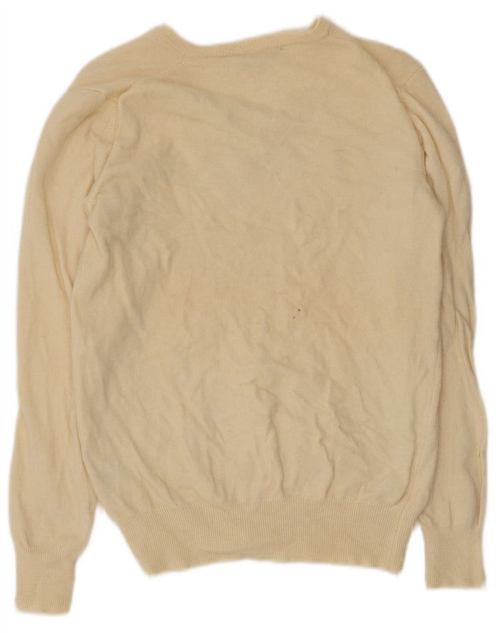 Maglione vintage da donna con scollo a V IT 50 XL Lana beige