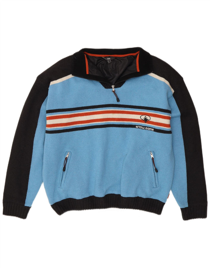 Maglione da uomo TCM con zip e collo, grande, in acrilico color block blu