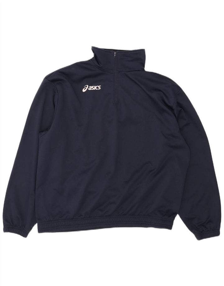 Giacca sportiva da uomo Asics Pullover XL Poliestere blu navy