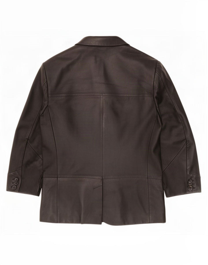 Giacca blazer in pelle vintage da uomo a 3 bottoni IT 52 XL nera