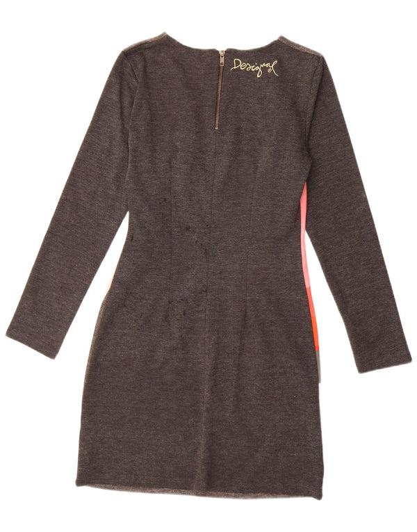 Desigual Abito tubino a maniche lunghe da donna UK 12 Grigio medio geometrico