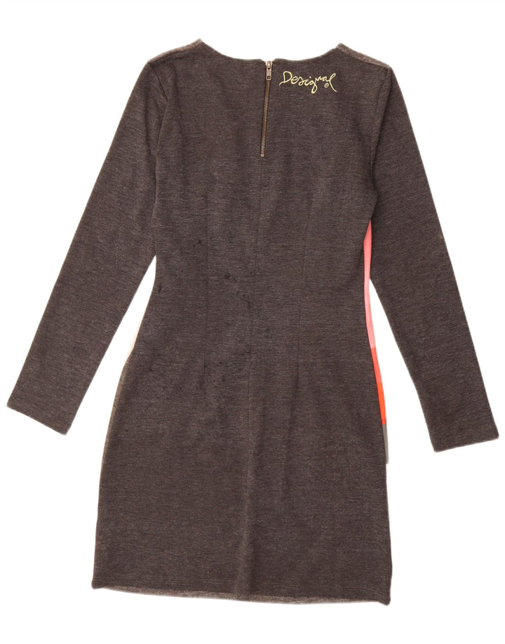 Desigual Abito tubino a maniche lunghe da donna UK 12 Grigio medio geometrico