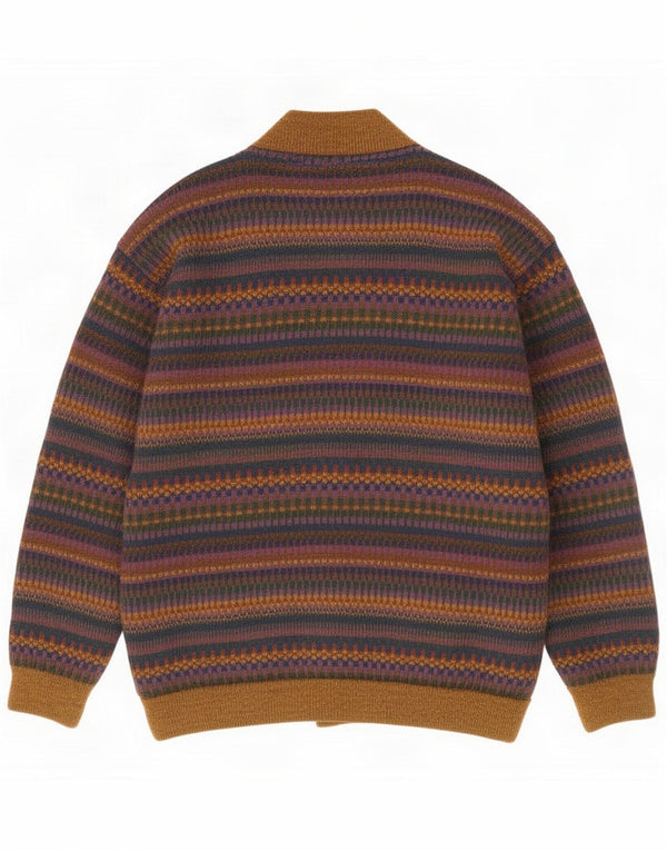 Maglione cardigan vintage da uomo 2XL Lana a righe blu navy