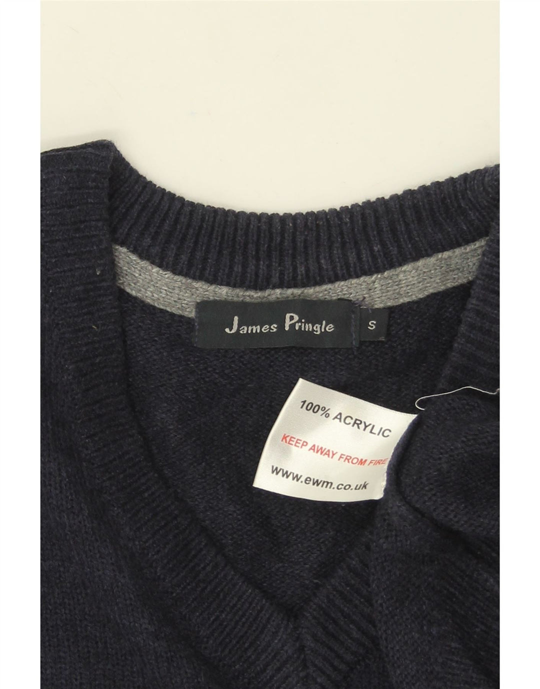Maglione da uomo con scollo a V James Pringle piccolo in acrilico blu navy
