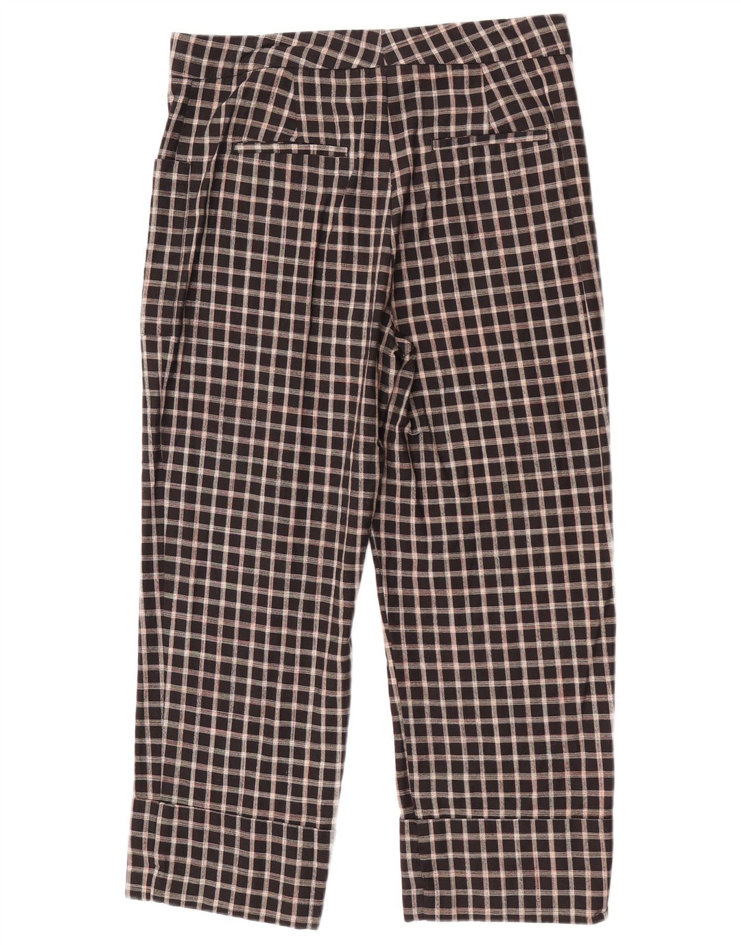 Pantaloni cropped Zara da donna medi W28 L23 cotone a quadri neri