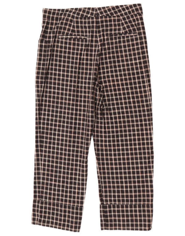 Pantaloni cropped Zara da donna medi W28 L23 cotone a quadri neri
