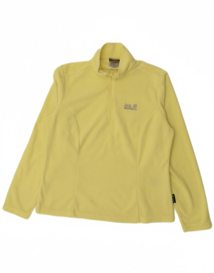 JACK WOLFSKIN Womens Zip Neck Fleece Jumper UK 16 Large Yellow Polyester