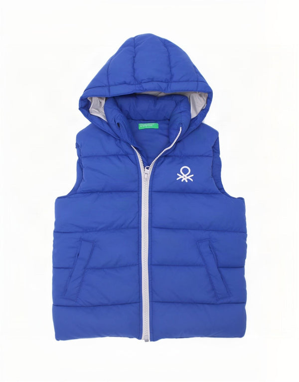 Gilet imbottito con cappuccio Benetton per neonato 18-24 mesi in poliestere blu